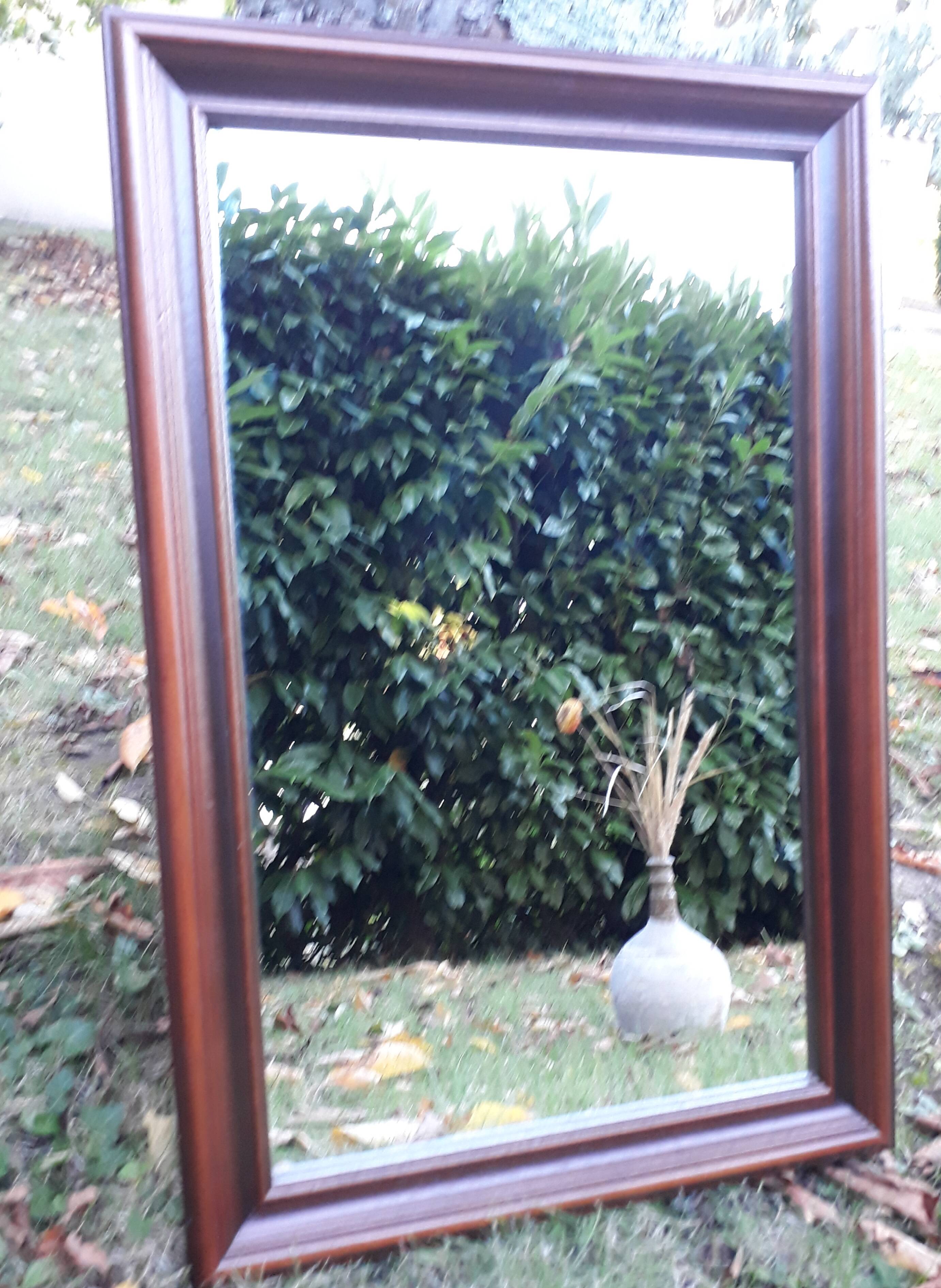 Classic rectangular mirror, dark stained wood