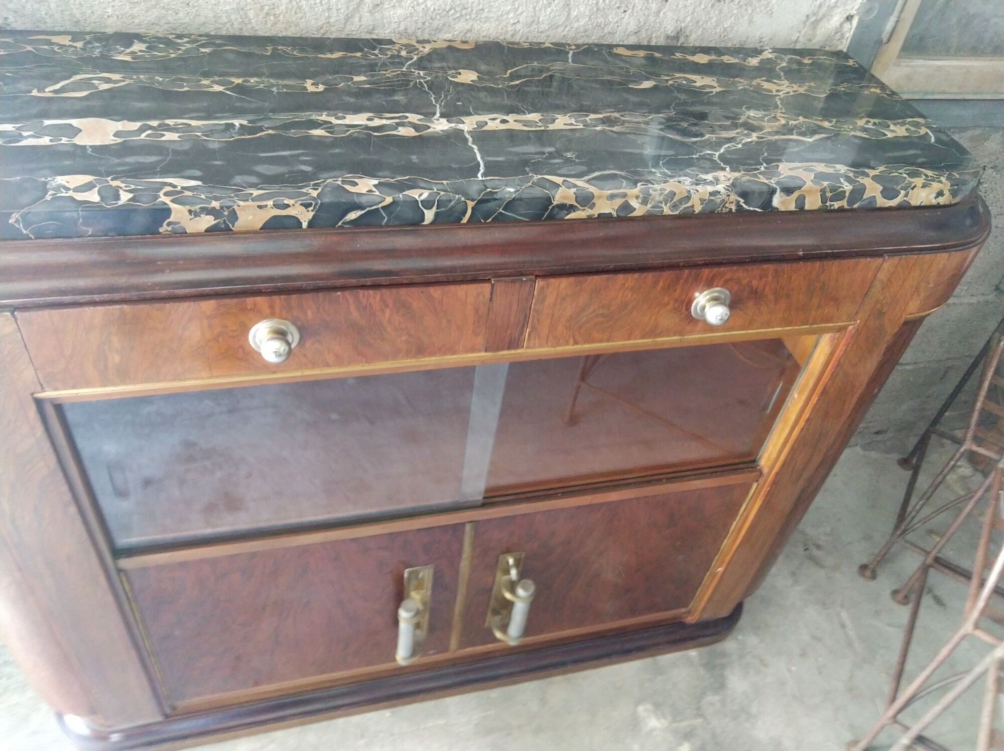 Buffet 1930 in rosewood and Portor marble