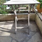Square folding wooden garden table painted gray gray beige