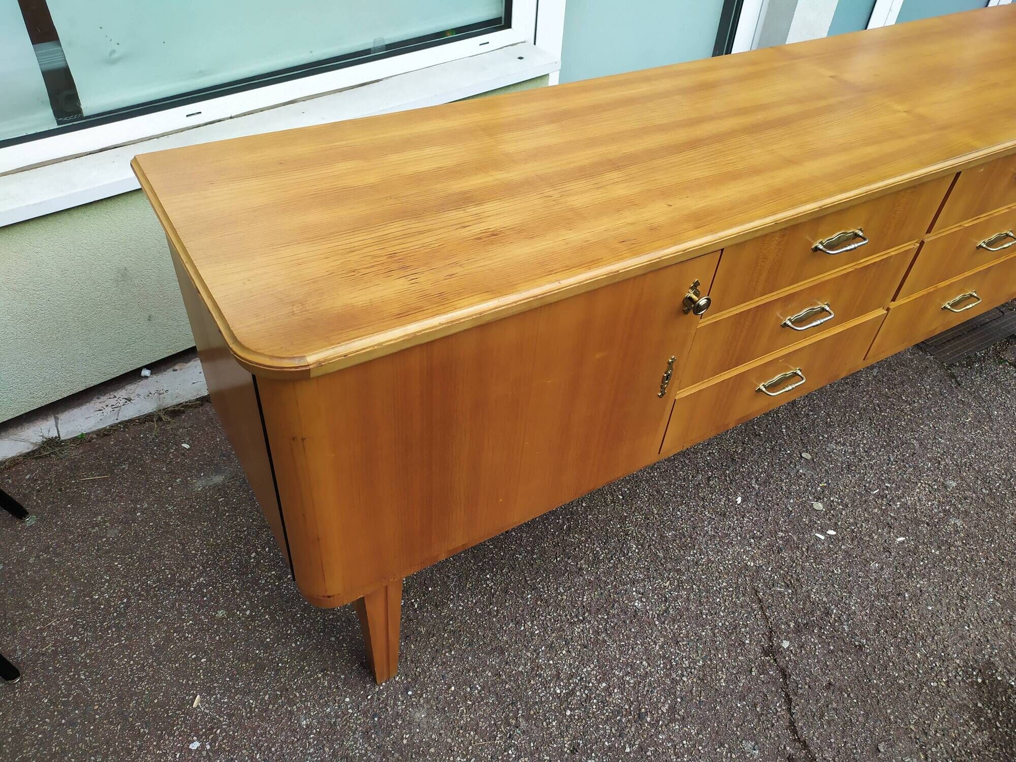 Vintage sideboard from the 50s and 60s in wood 245cm