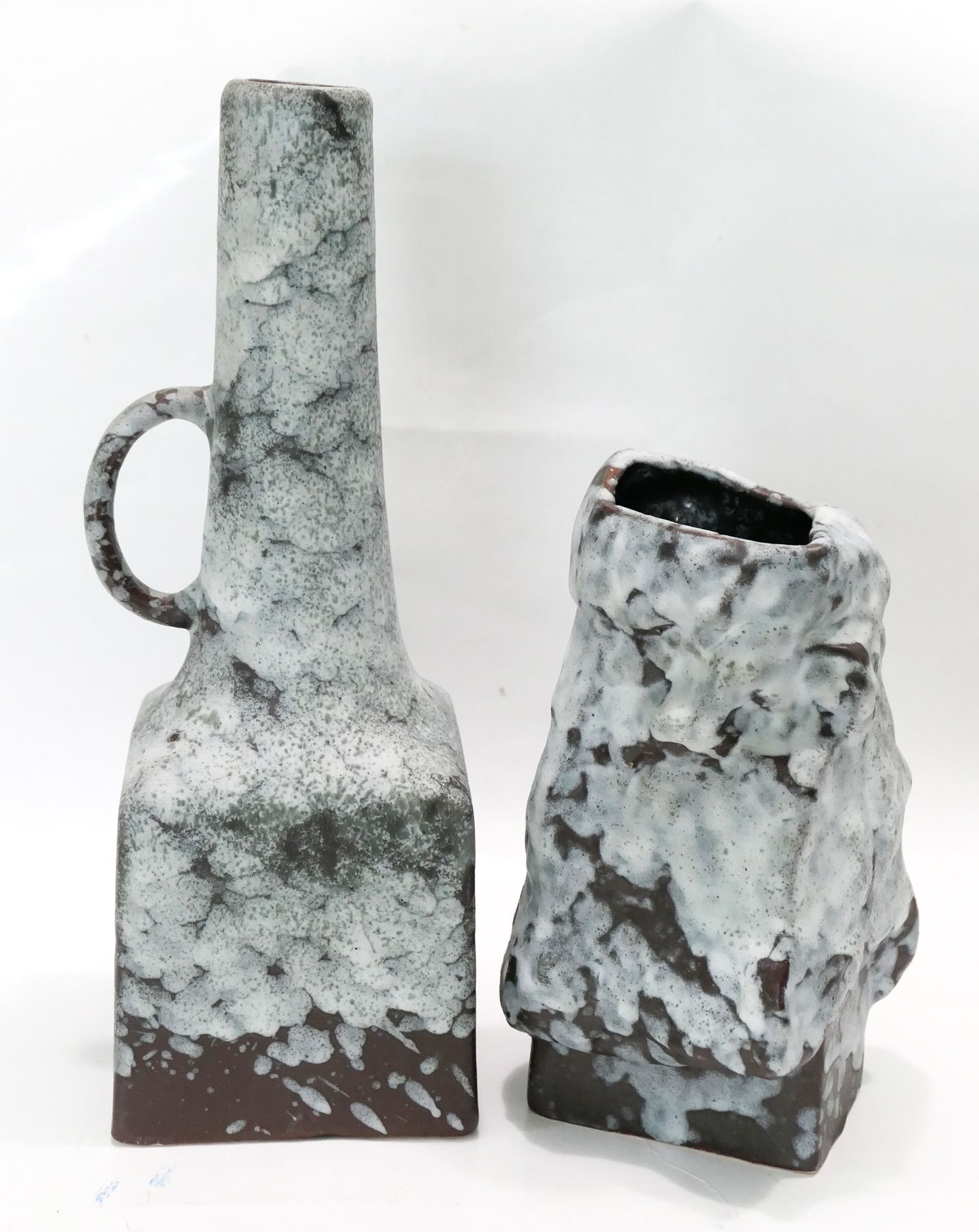 Duo of modernist ceramic vases and brutalist 1960-70 by ES-Keramik Germany