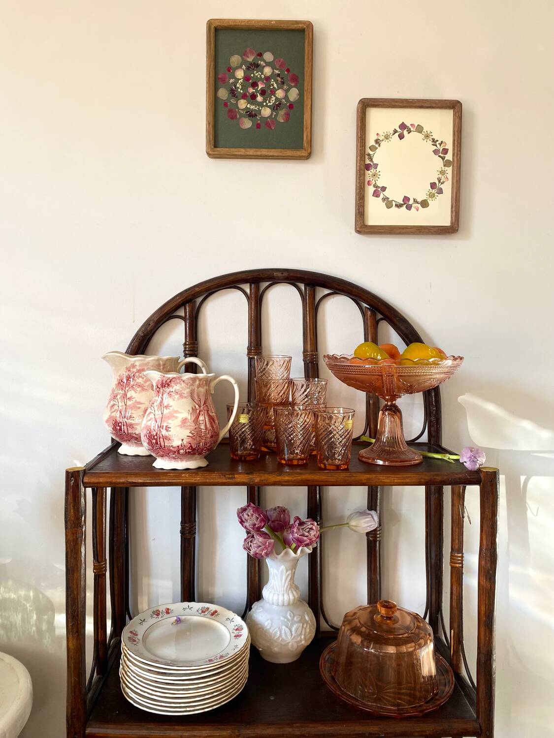 Vintage rattan bookcase