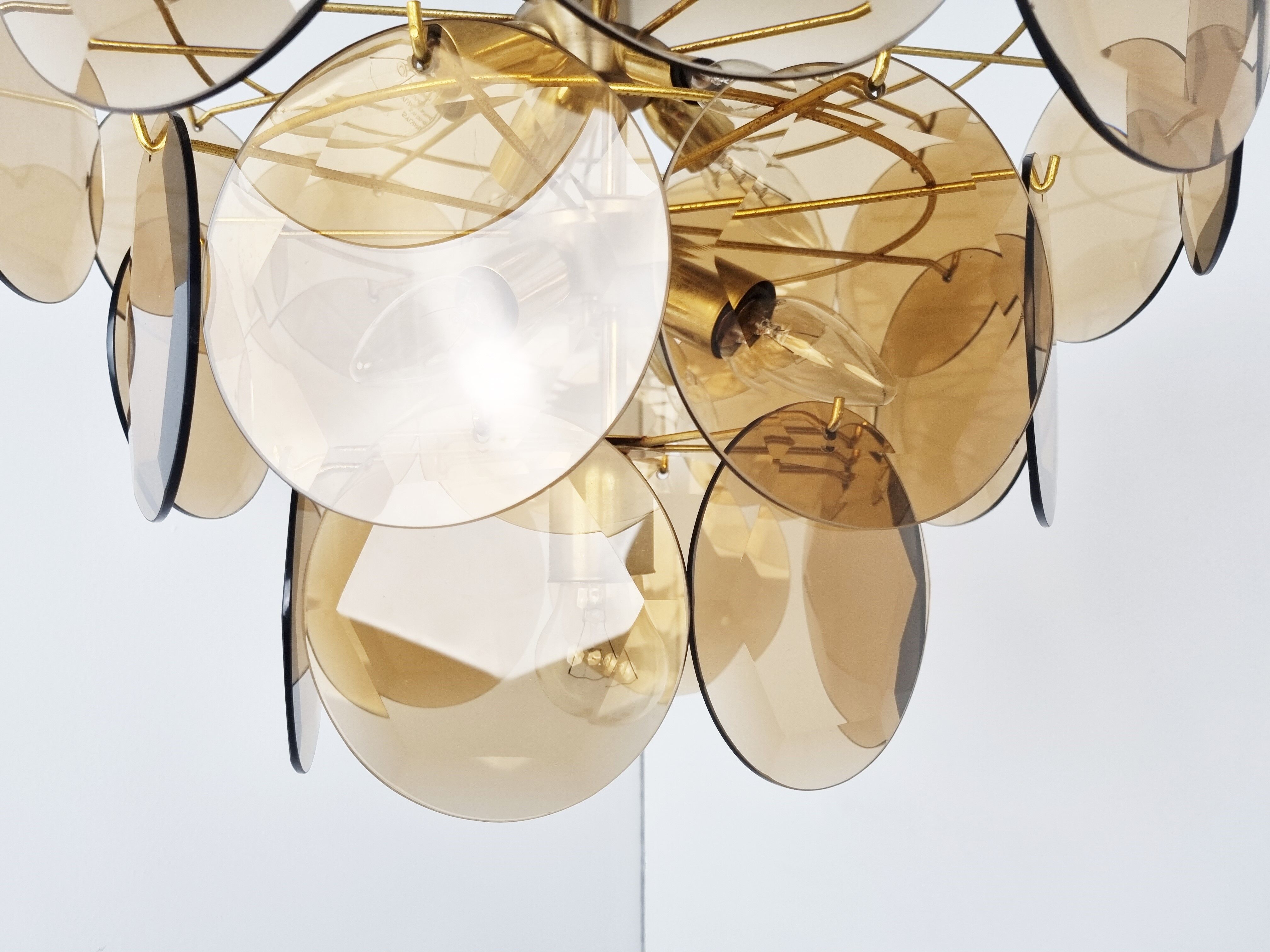 Mid century glass disk chandelier, 1970s