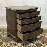 1950s English mahogany chest of drawers with one shelf