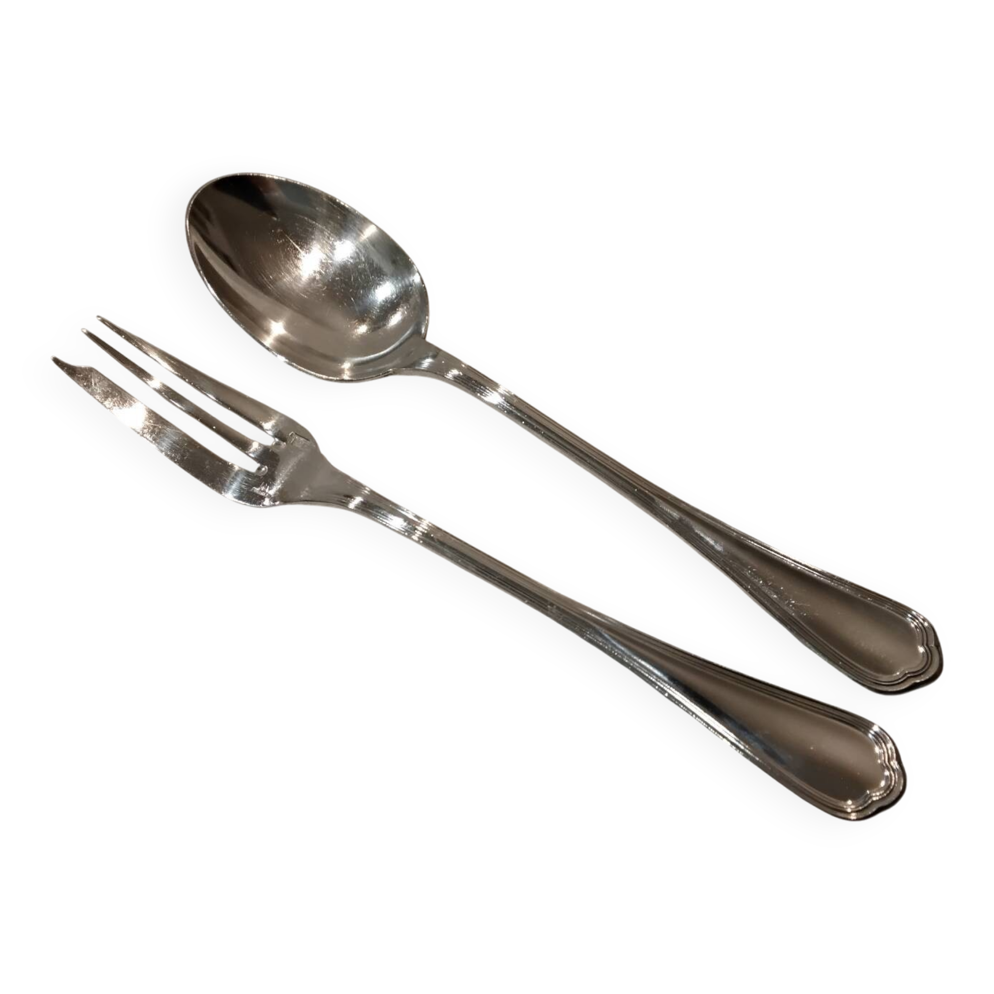 Fourchette cuillere a ragout métal argenté orfèvre Christofle Spatours