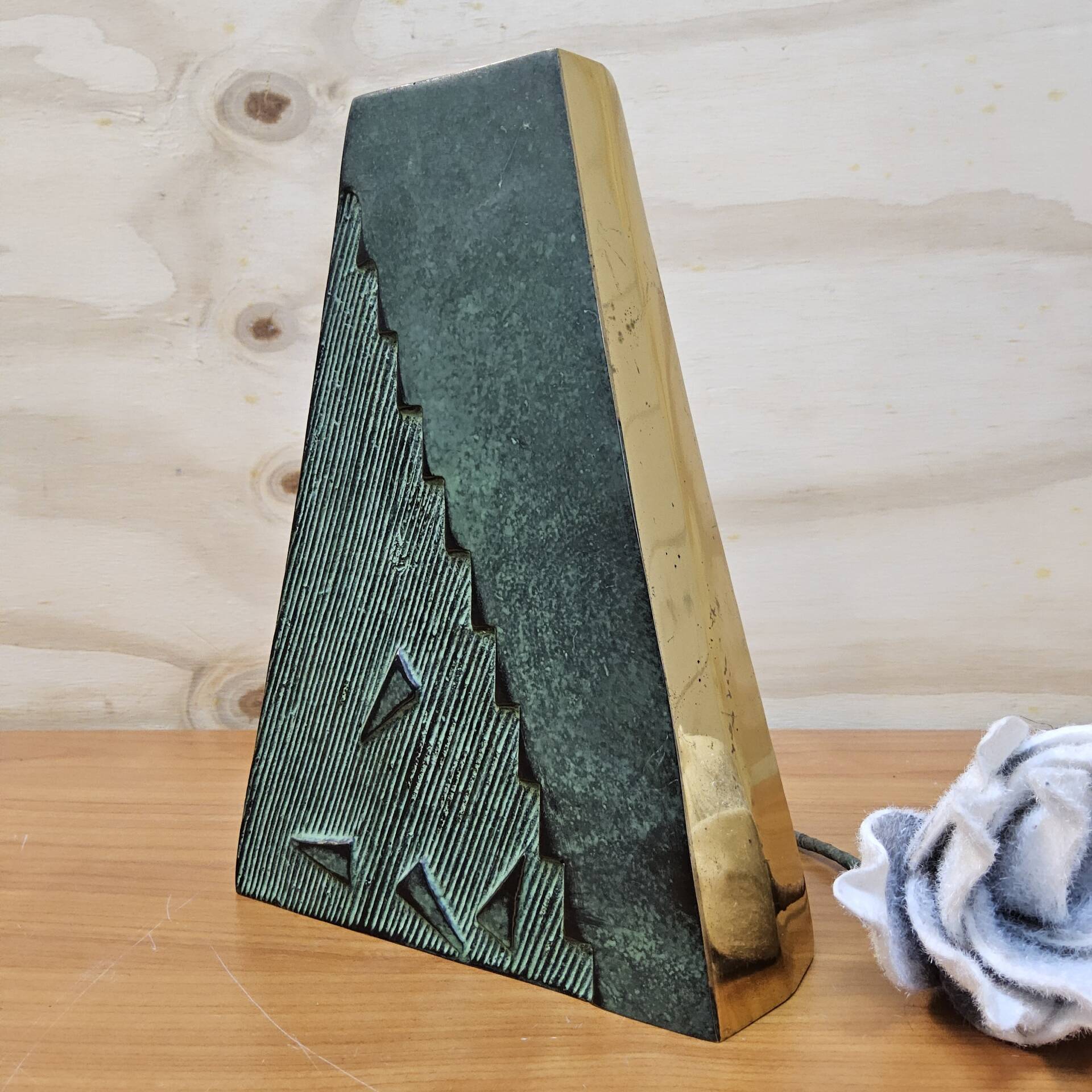 Unique vintage brutalist brass / bronze coloured vase