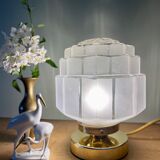 Vintage art deco globe table lamp in frosted glass