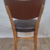 Vintage wooden and leather chair – 1950s