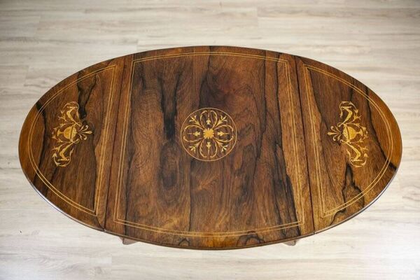 Table à thé en palissandre marqueté, années 1890