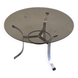 Petite table basse en verre fumé 1970