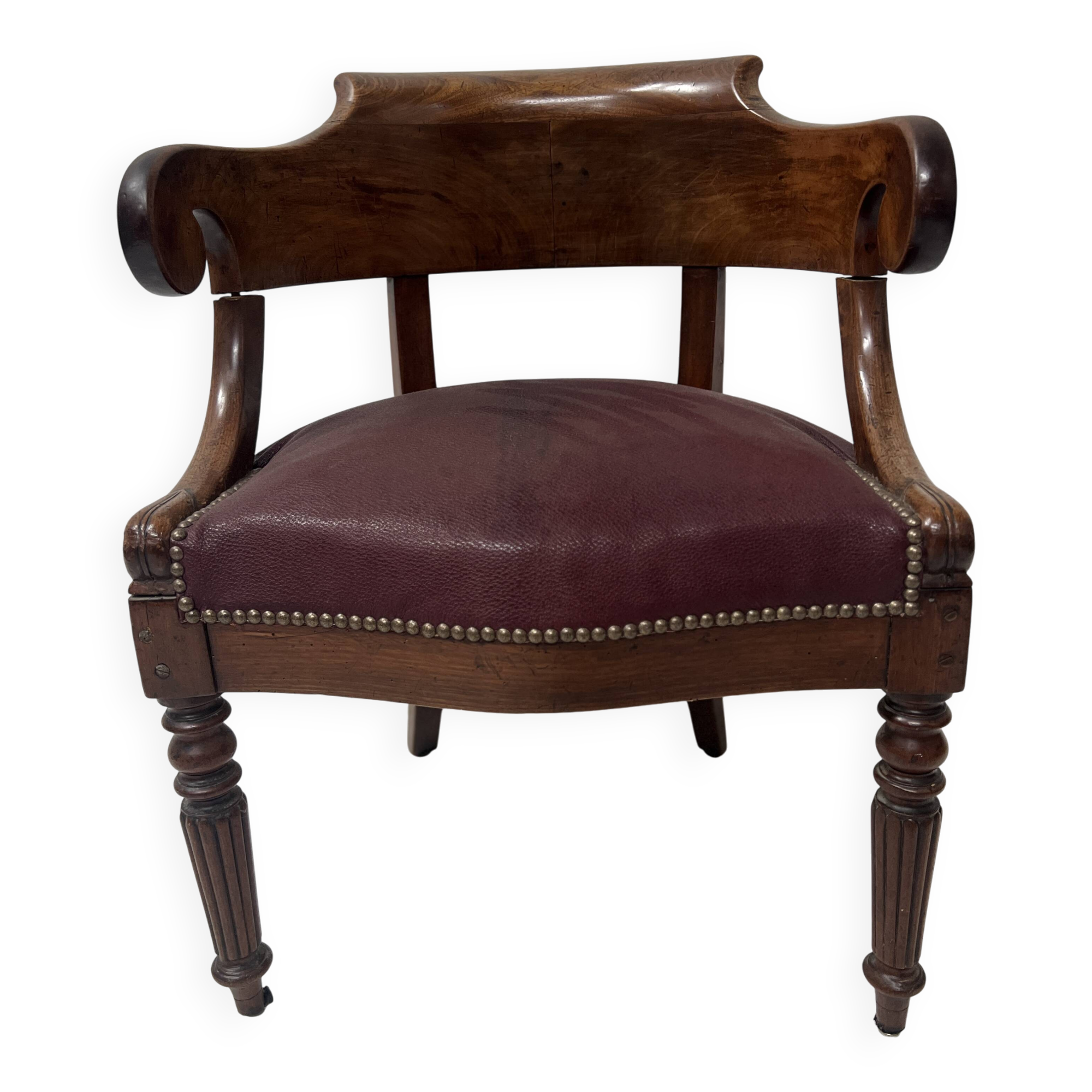 Fauteuil de bureau de style Empire en acajou et placage XIX siècle