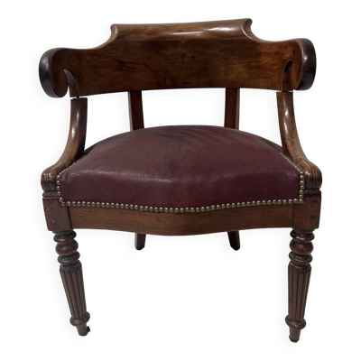 Fauteuil de bureau de style Empire en acajou et placage XIX siècle