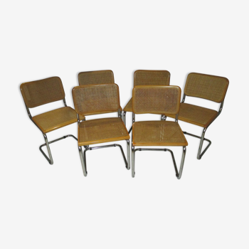 Suite 6 chaises Cesca b32 Marcel Breuer vintage 1970-1980