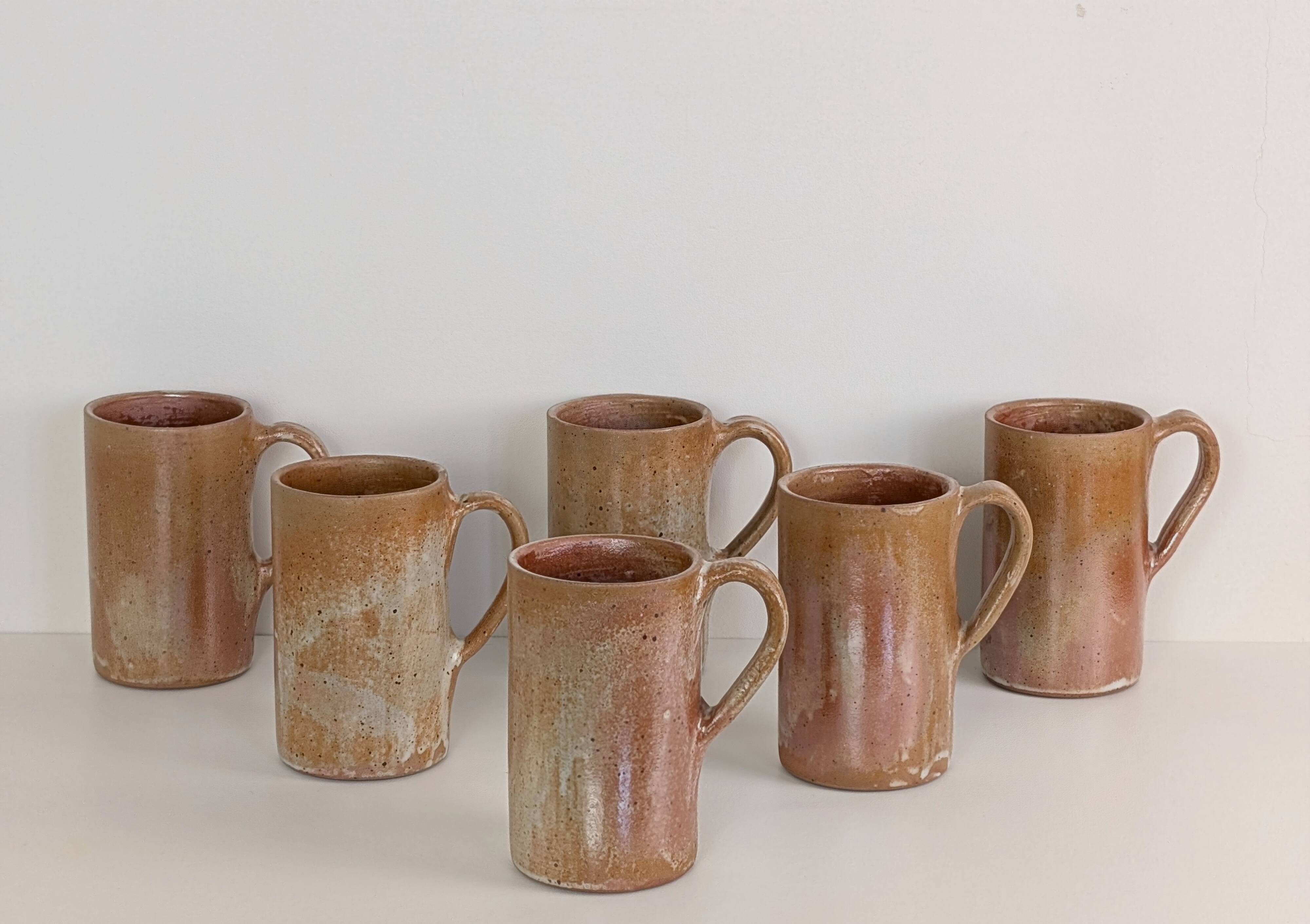 6 enamelled stoneware mugs