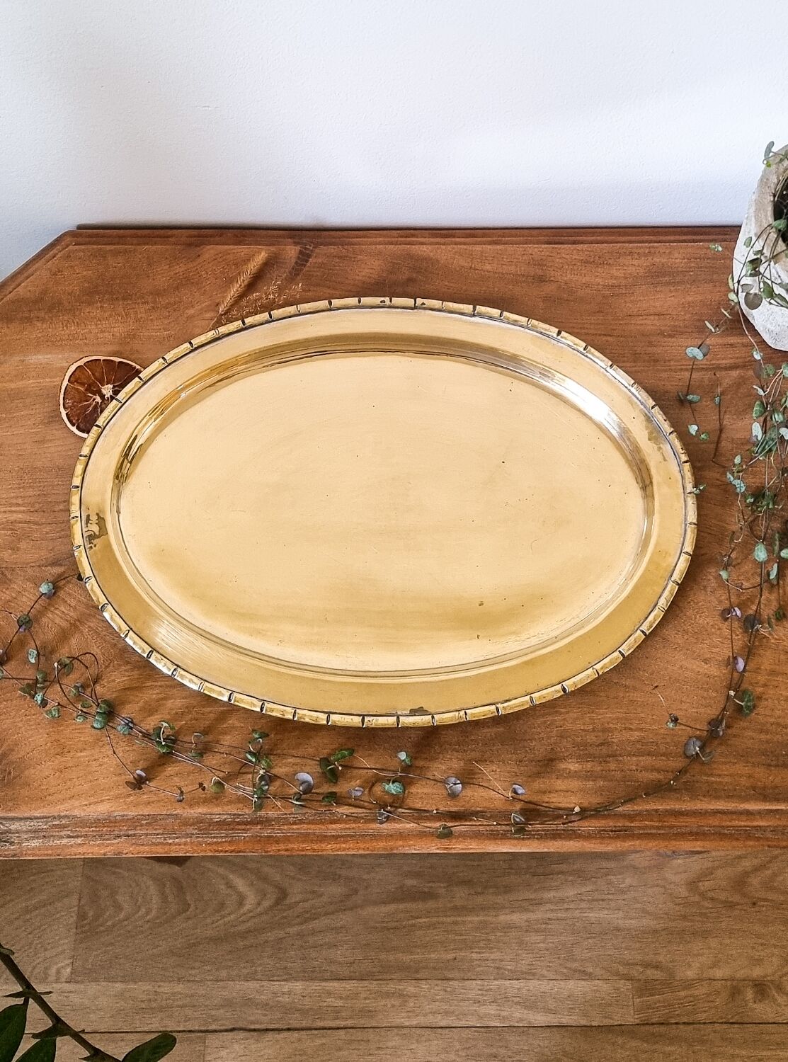 Vintage gold metal tray