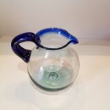Pitcher blown glass shades of blue