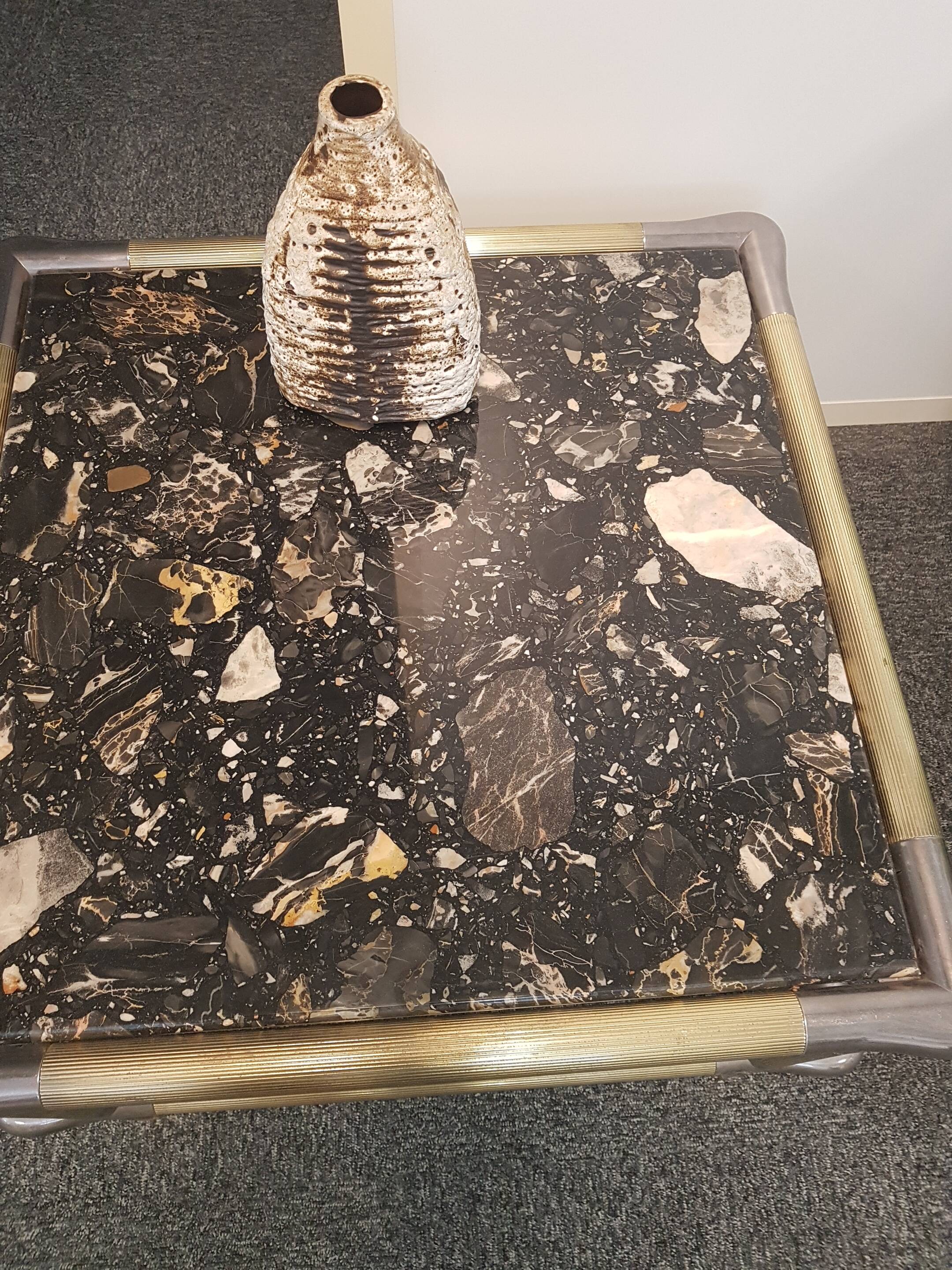 Table basse en marbre et métal, années 70