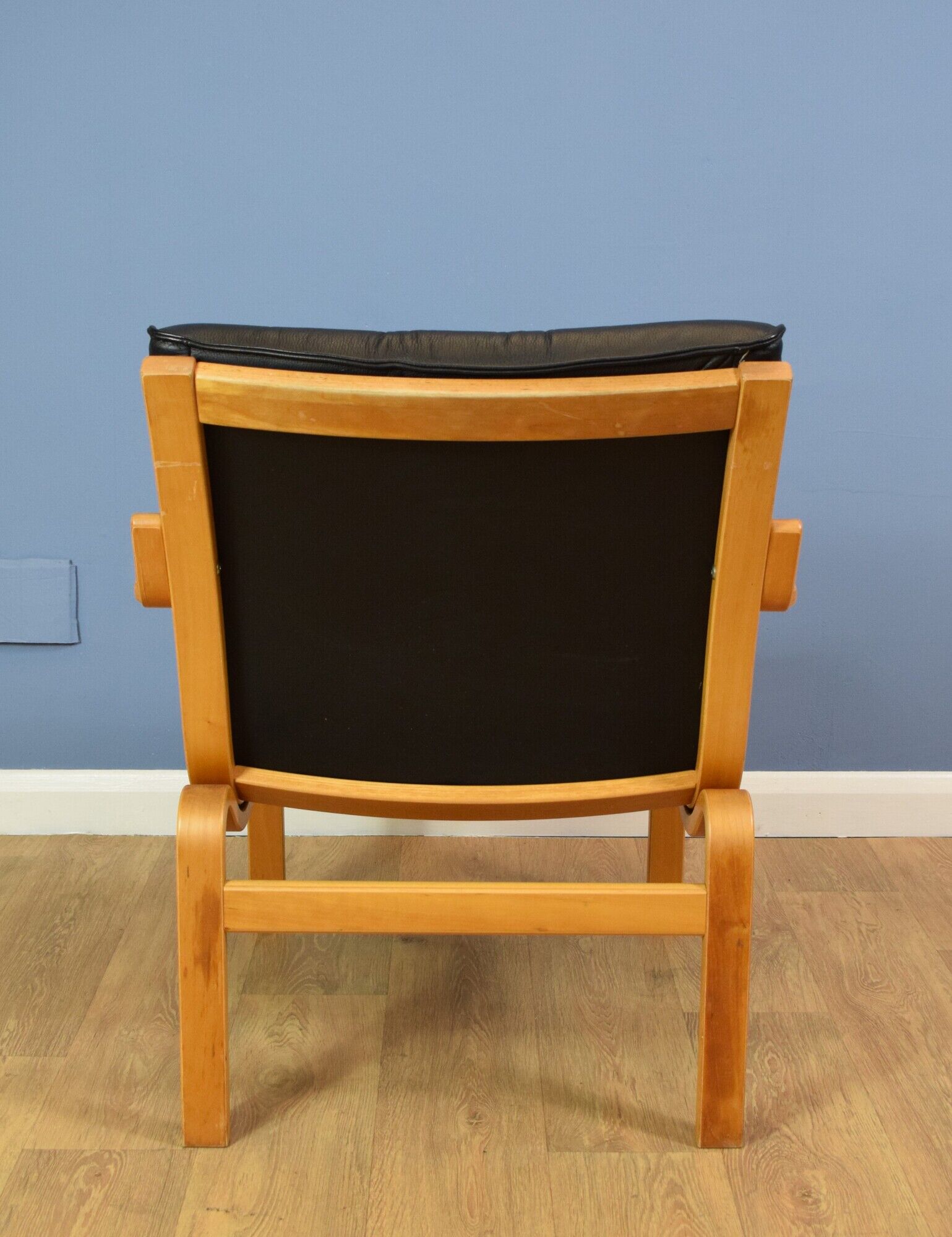 Finn Ostergaard mid century retro condo chair black leather armchair