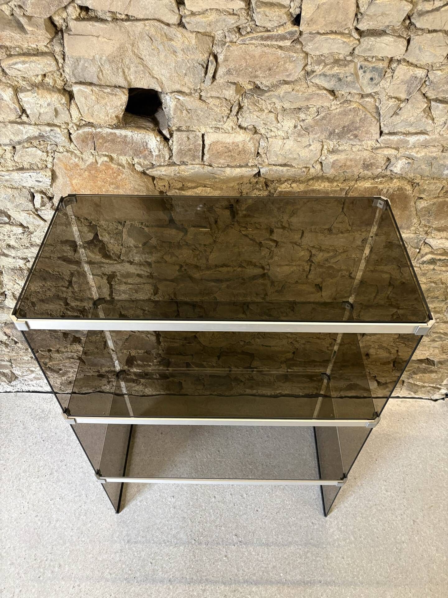 Hi-fi furniture in glass and aluminium for Pieterman Holland, 1970