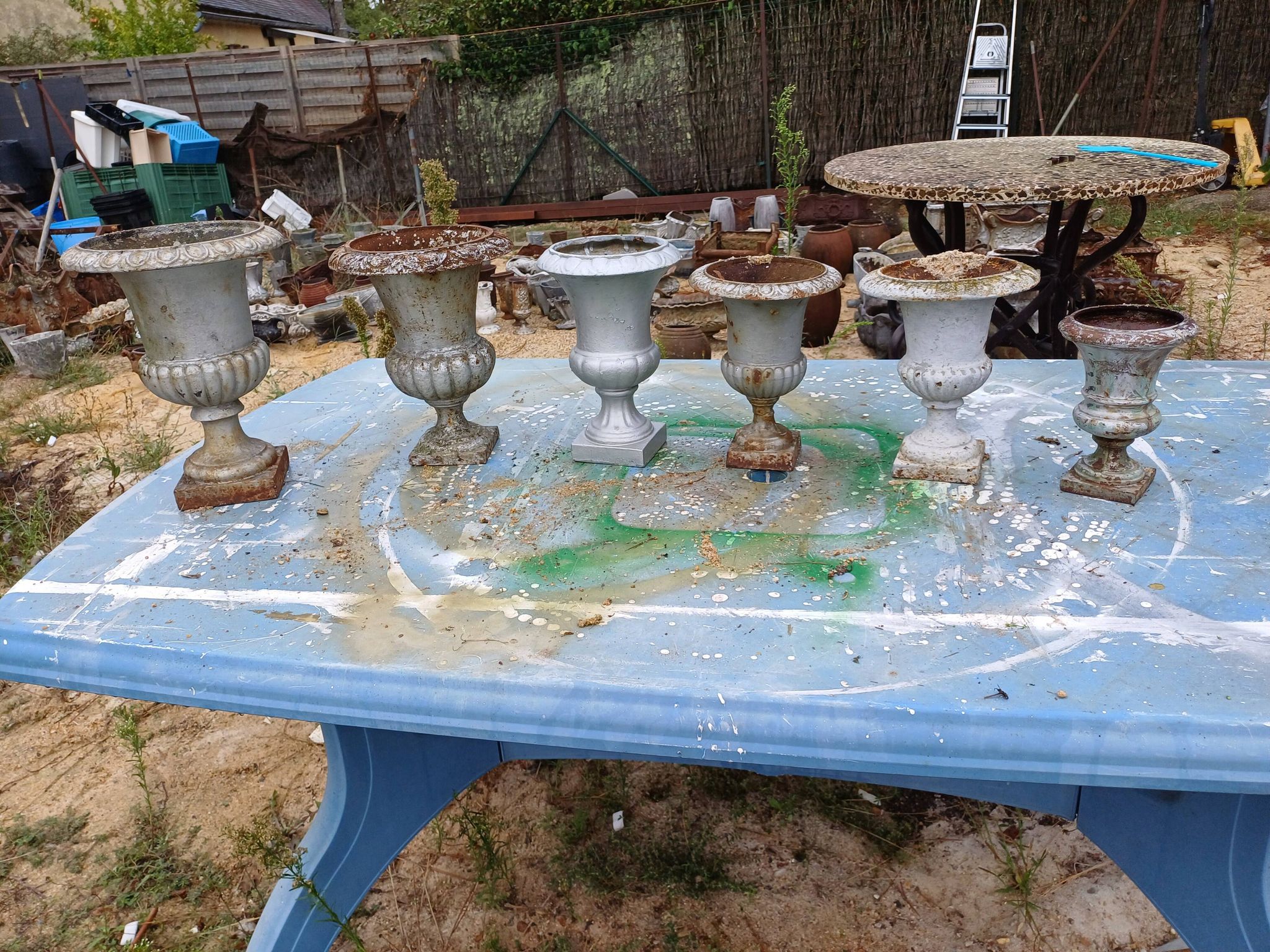 Lot of 6 Medici Cast Iron Vases from Charleville - Mézières 1900