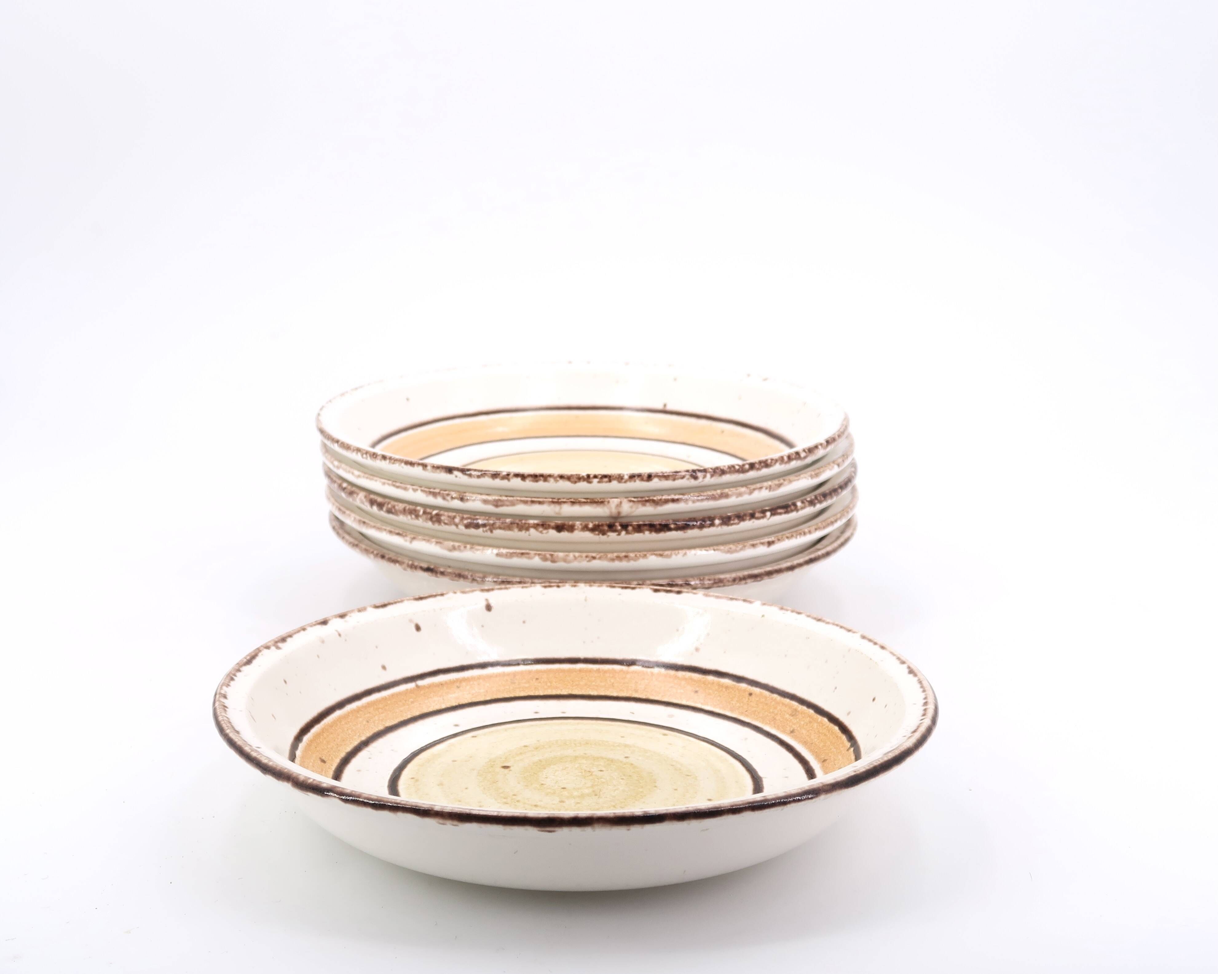 Six soup plates in Gien earthenware, Etna model, 1970s