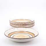 Six soup plates in Gien earthenware, Etna model, 1970s