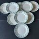 9 Assiettes plates dépareillées Terre de fer tons verts bleus