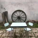 Table and chairs in water green formica