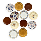 Set of 12 mismatched antique plates