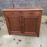 Low Parisian sideboard in solid wood 2 doors 2 drawers art deco handles