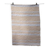 Handwoven recycled cotton rug - Cream and white