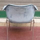Paire fauteuils bleus et chromé lounge design 1970