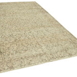 Handwoven vintage anatolian beige carpet 188 cm x 296 cm