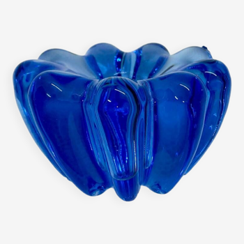 Blue glass candle holder