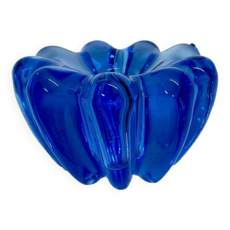 Blue glass candle holder