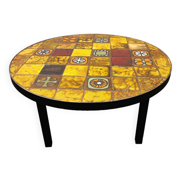 Table basse en céramique Vallauris, 1970