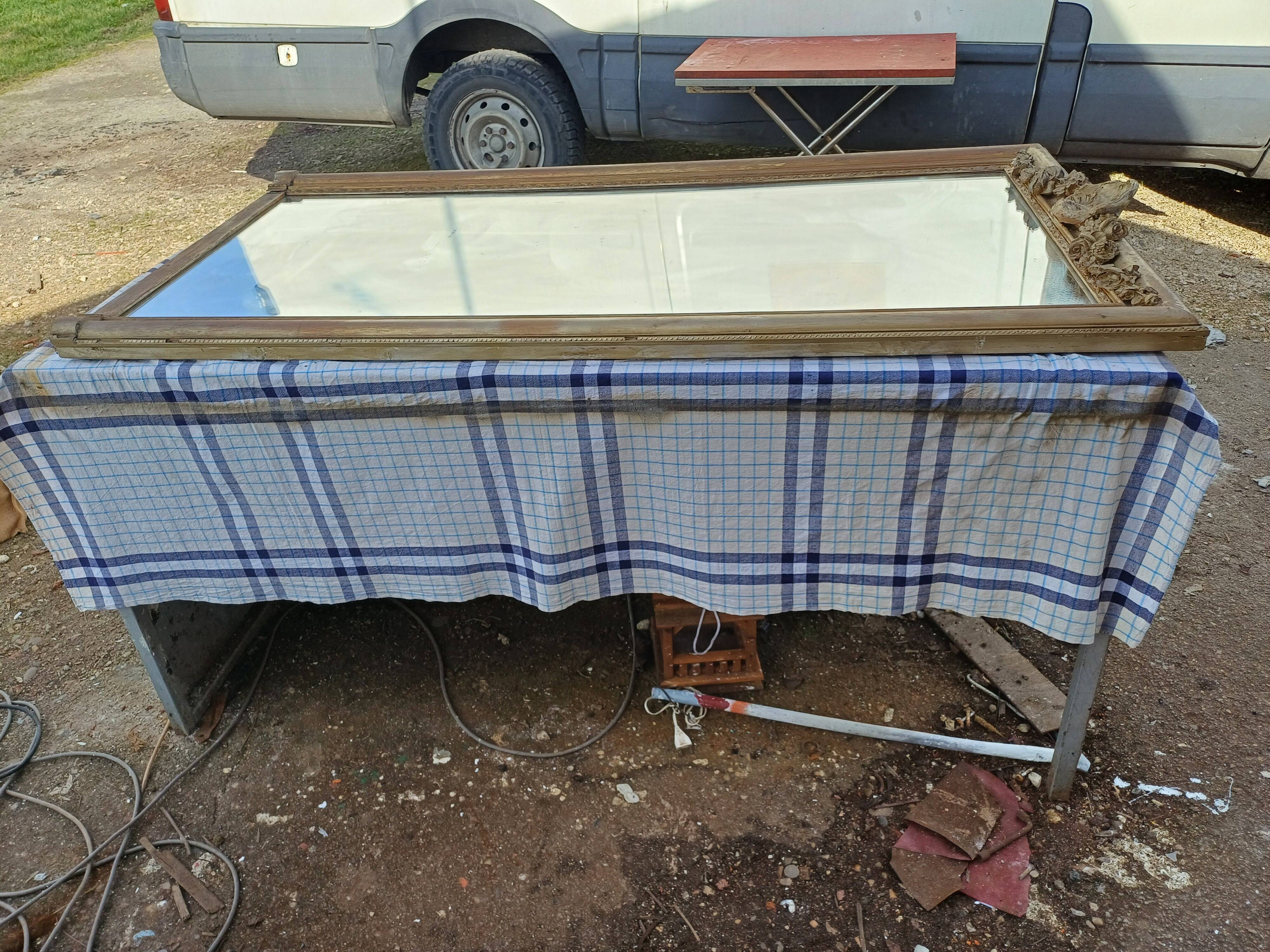 Miroir 19ème bois et stuc doré " coquille st jacques