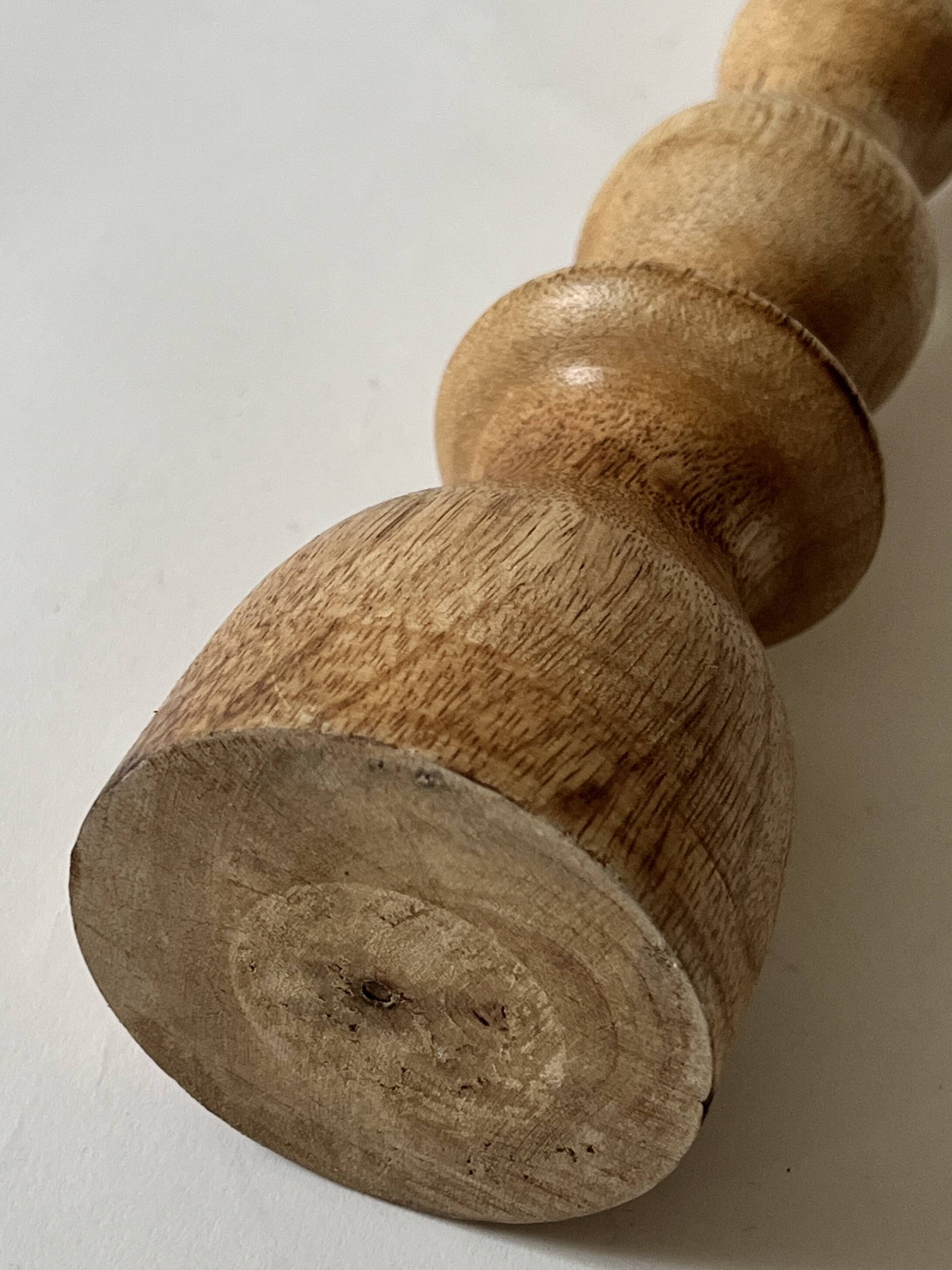 Set of 2 designer candle holders in turned wood