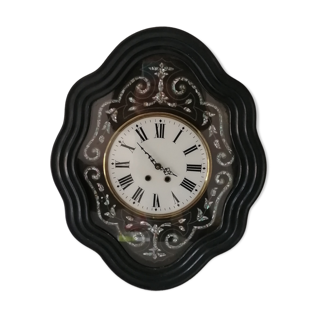 Bracelet Jonc Métal Noirci - Marqueterie Fleurs Argent - Femme - Occasion