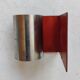 Modernist extendable bookends in brushed stainless steel and red 1970's