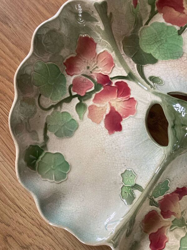 Plat et vinaigrier fleurs de pavots