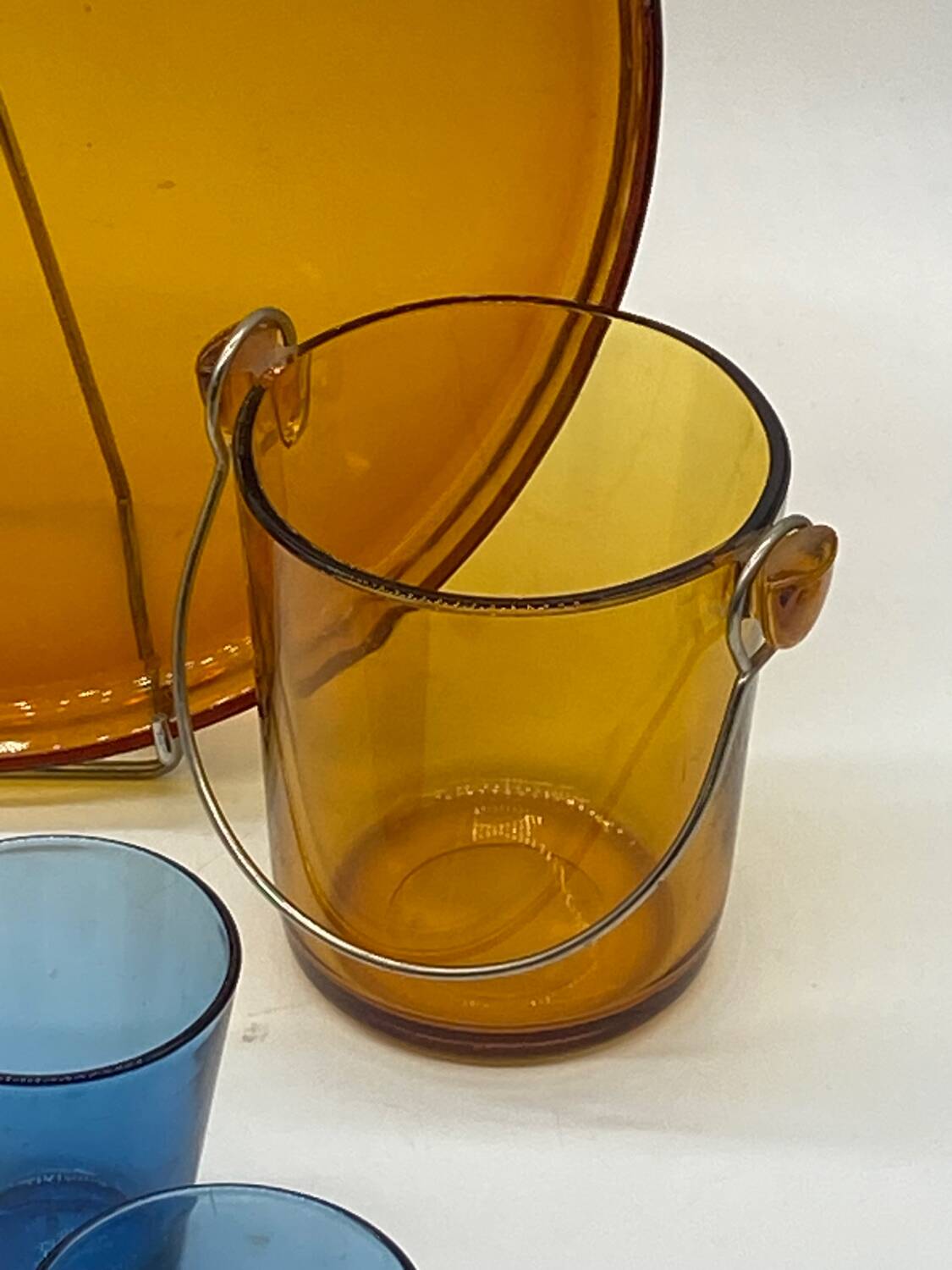 Service à apéritif vintage en verre de couleurs, Duralex-Vereco
