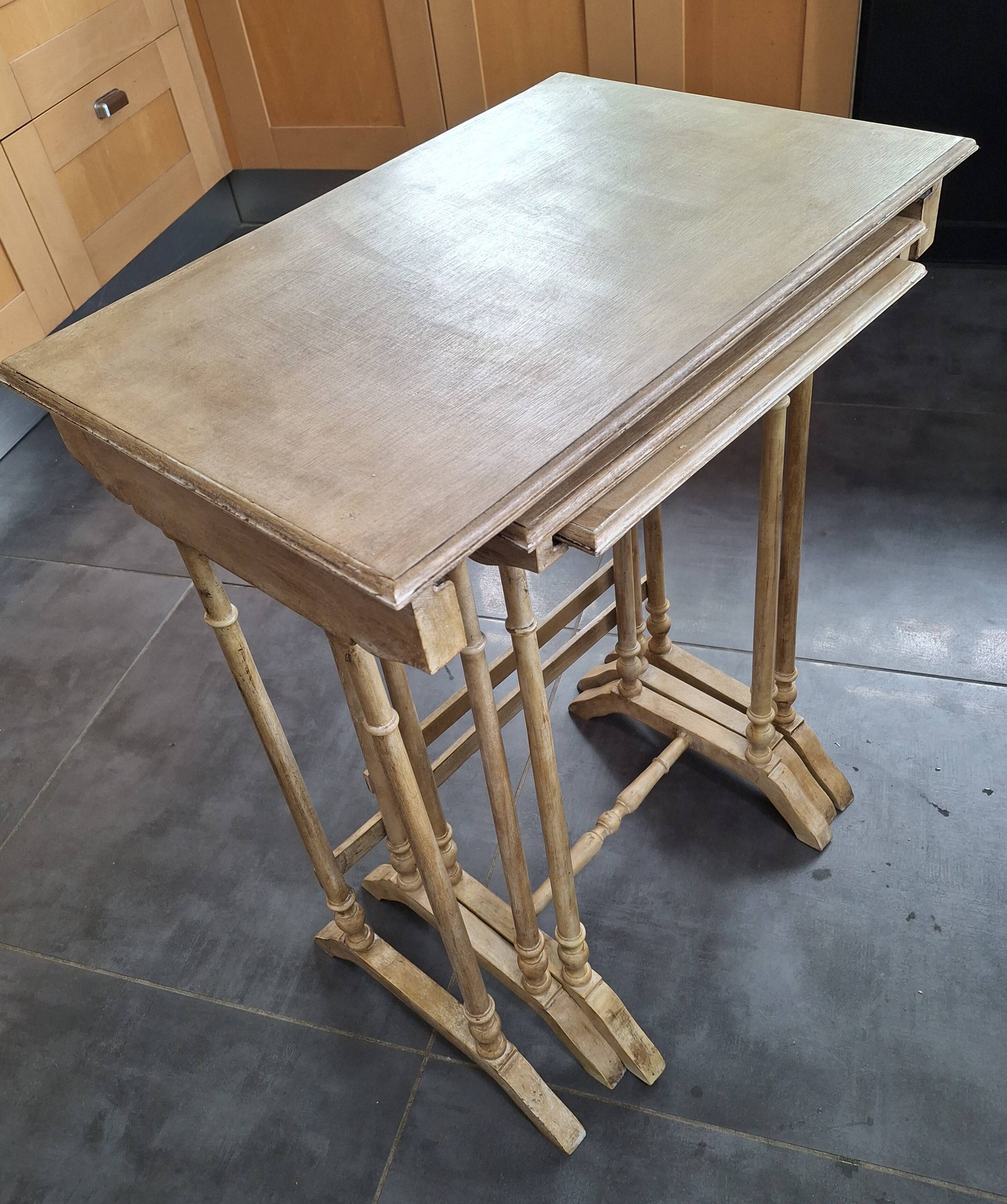 painted and distressed nesting tables