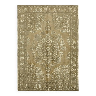 Hand-Knotted Anatolian Vintage 1970s 290 cm x 400 cm Beige Wool Carpet