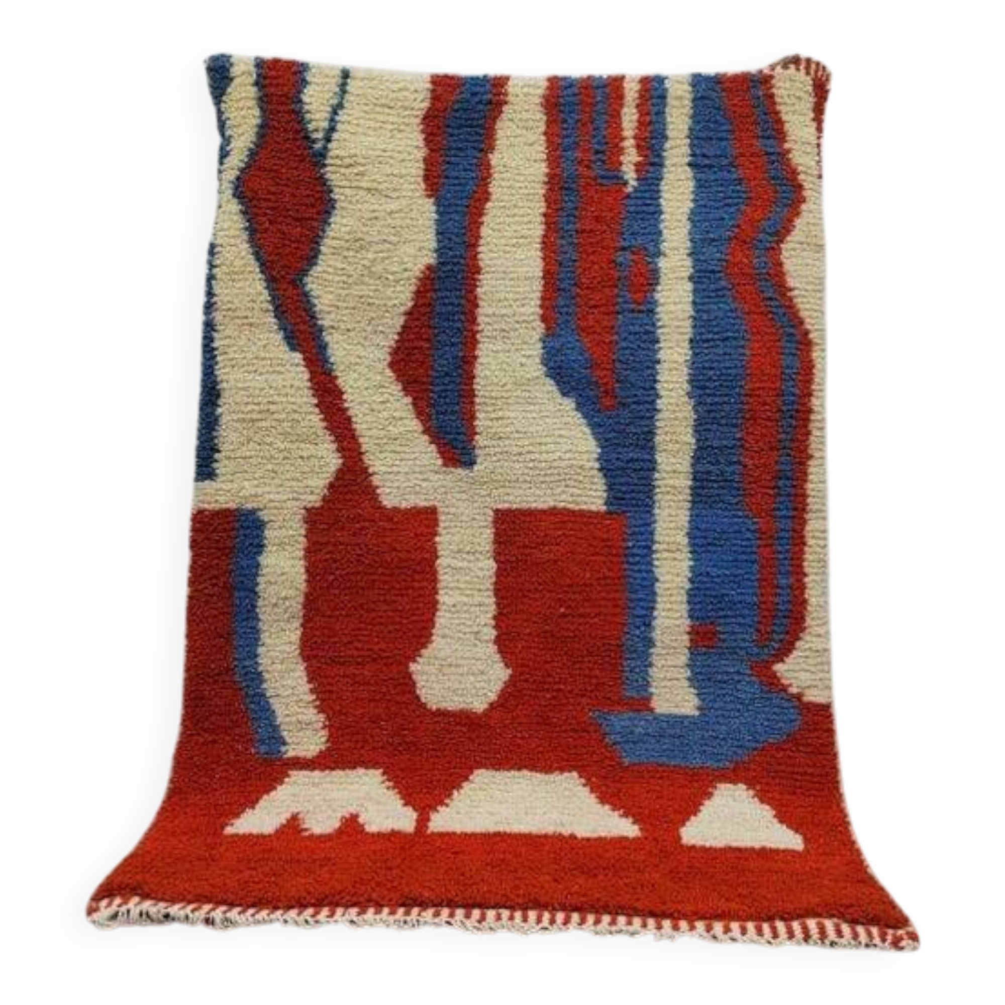 Off-white Moroccan rug with colorful patterns, 200cm x 300cm