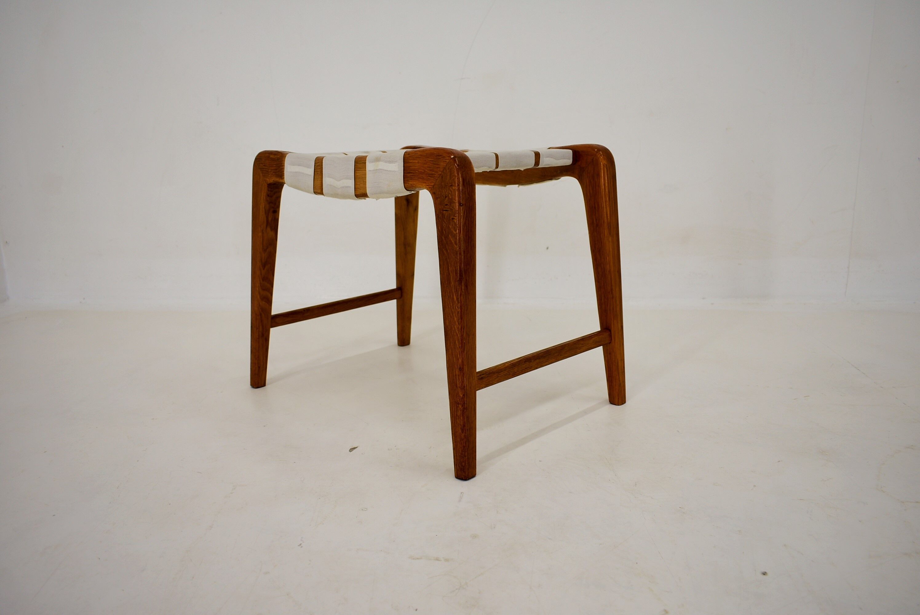 1940s, Jan Vanek Sculptural Oak Stool or Ottoman, Czechoslovakia