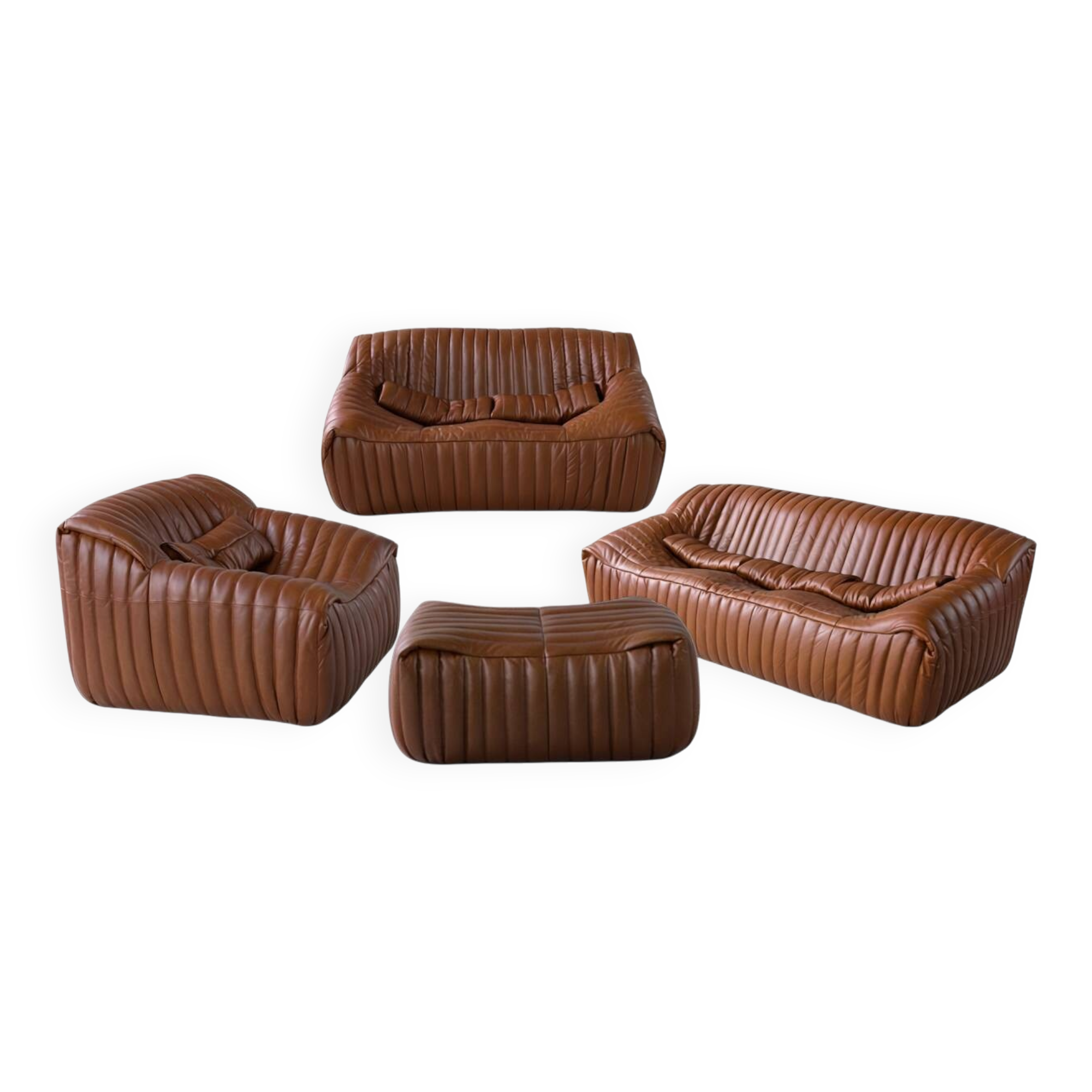 Sandra Set by Annie Hieronimus for Cinna –Cognac Brown Leather