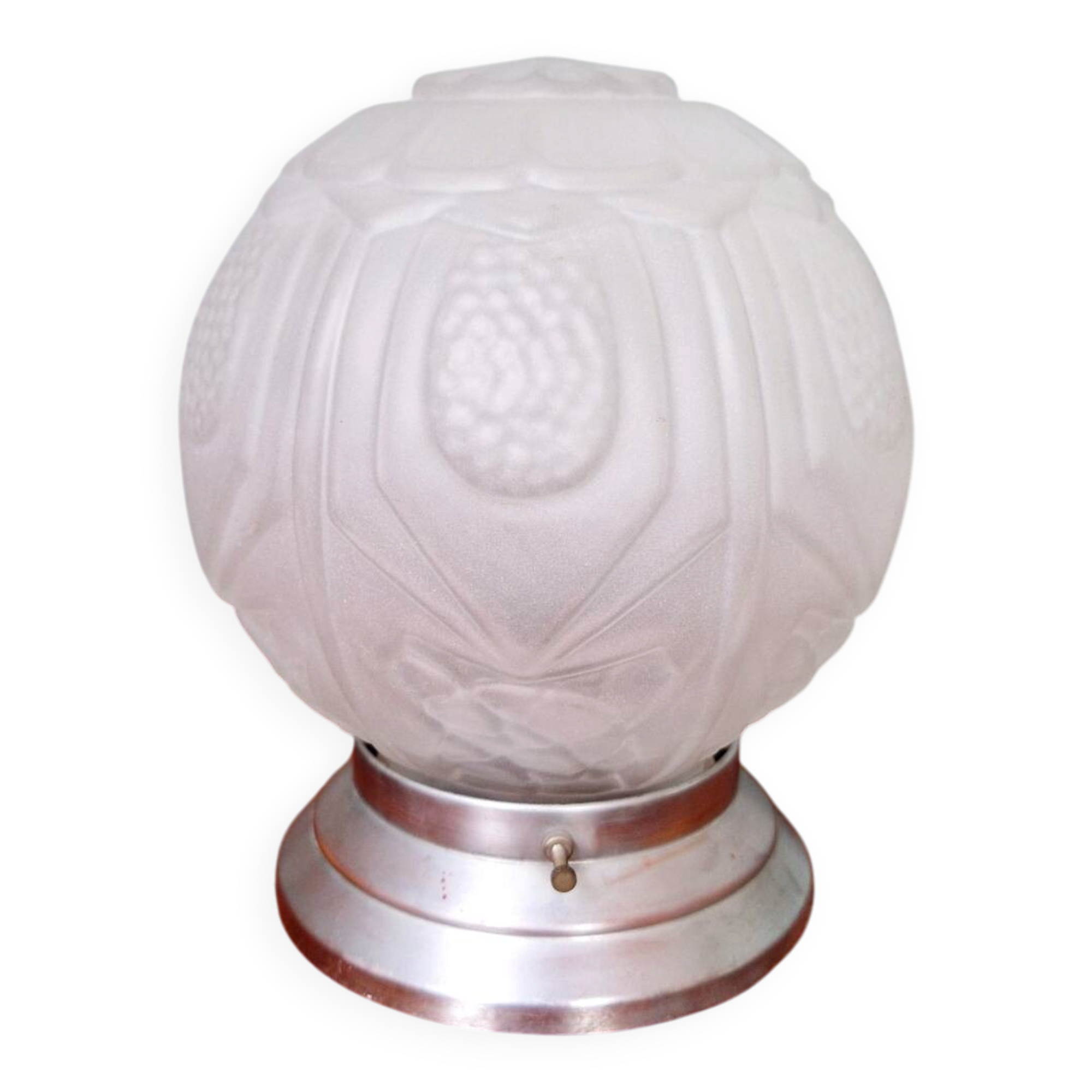 Art Deco ceiling light in frosted pressed glass, 1930