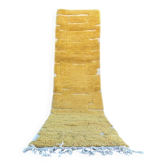 Tapis en laine pure fait main traditionnelle jaune moutarde taille 75/300cm