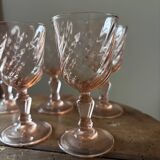 Vintage set of 5 small Luminarc Rosaline liqueur glasses